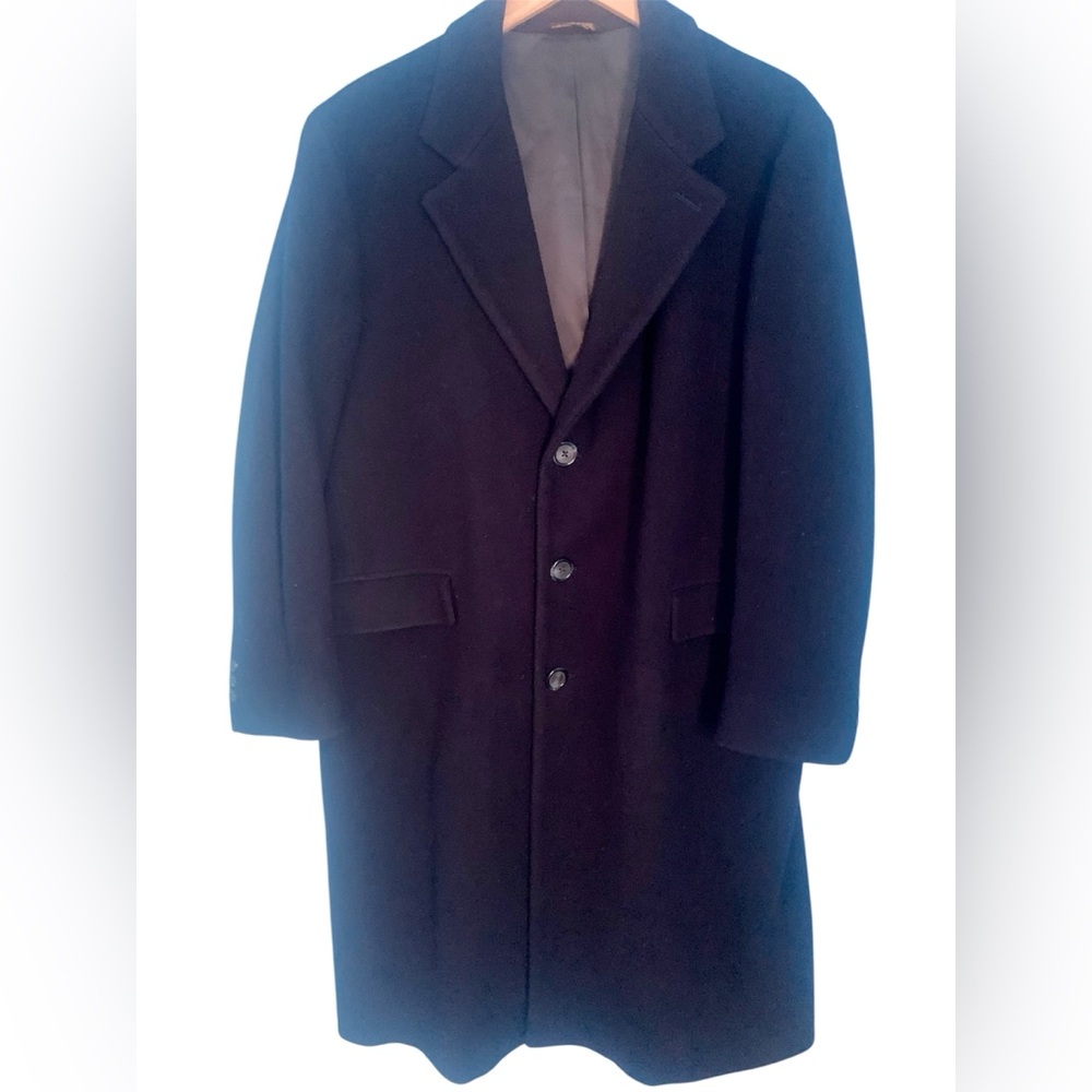 Michael Richards Men’s 100% Wool Navy Overcoat Classic USA VTG